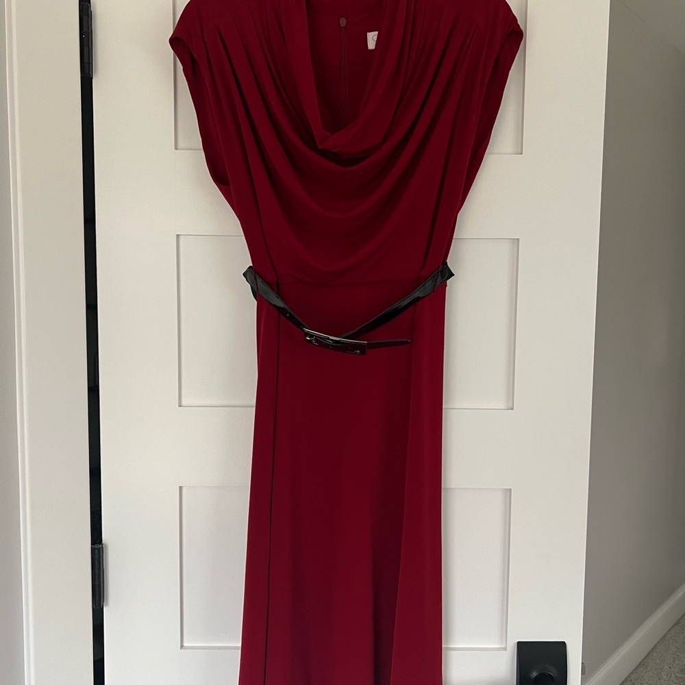 Elegant Dark Red Cowl Neck Dress